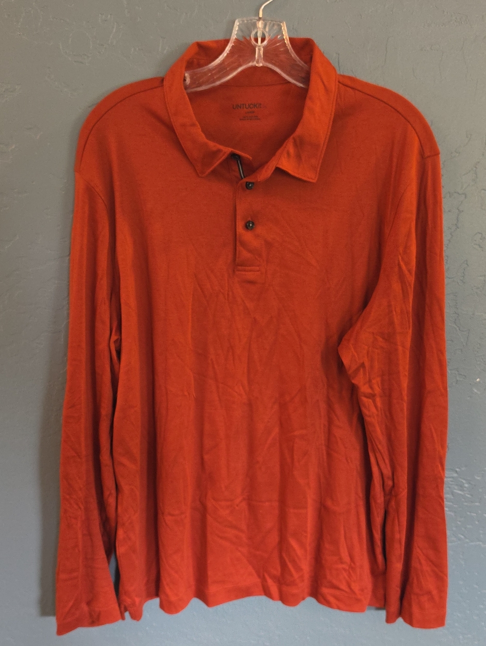 UNTUCKit Men's Long-Sleeve Polo in Orange